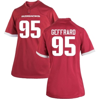 Ian Geffrard Game Women's Arkansas Razorbacks Cardinal Football Jersey