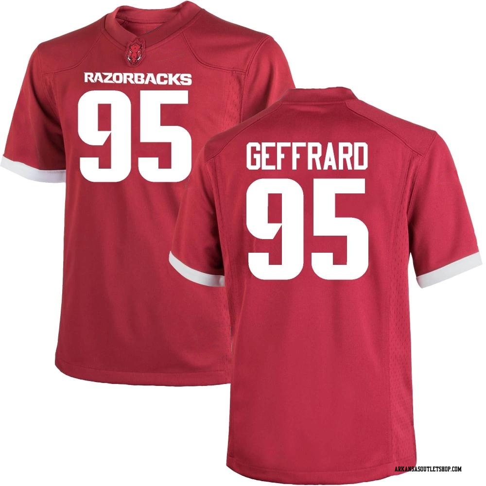 Ian Geffrard Game Youth Arkansas Razorbacks Cardinal Football Jersey
