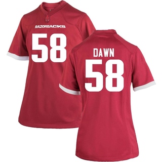 Tim Dawn Game Women's Arkansas Razorbacks Cardinal Football Jersey